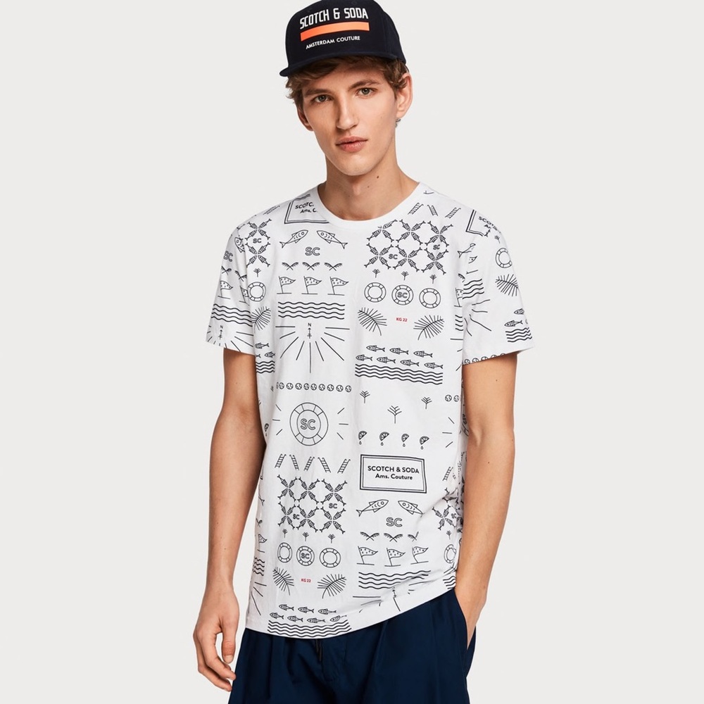 SCOTCH & SODA - Shirt Men’s Poolside Nautical Print Tee - NWT